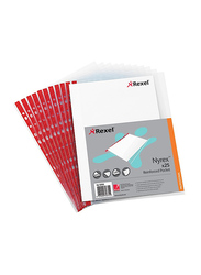 Rexel NPR/A4L Reinforced Pockets Embossed Side Opening, 100 Pieces, 12253, Clear/Red