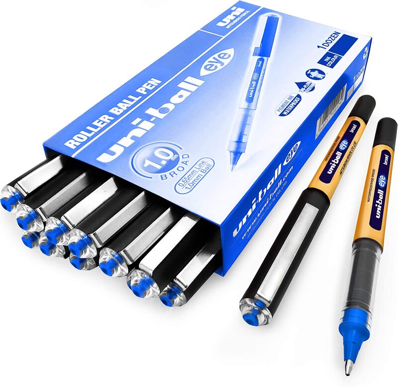 Uniball 14-Piece Eye Broad Liquid Ink Rollerball Pens, 1.0mm, UB-150-10, Blue