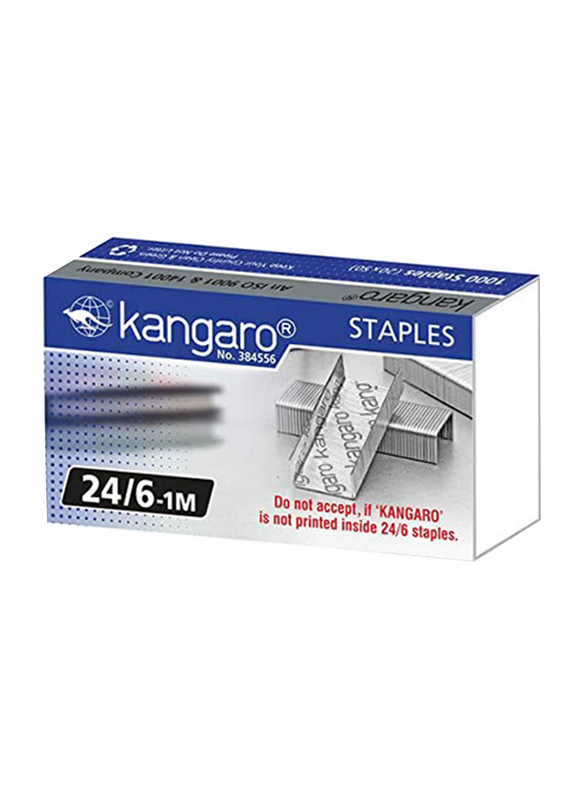 Kangaro Staple Pin, 1000 Pieces, 24/6-1M, Silver