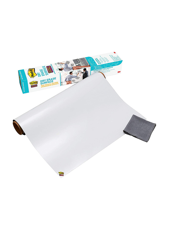 3M Post-It DEF6X4 Dry Erase Surface Whiteboard Film, 6 x 4 Feet, White