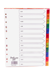 ديلوكس فاصل بلاستيكي 45412 يناير-ديسمبر مع أحرف ، 10 مجموعات ، مقاس A4 ، متعدد الألوان