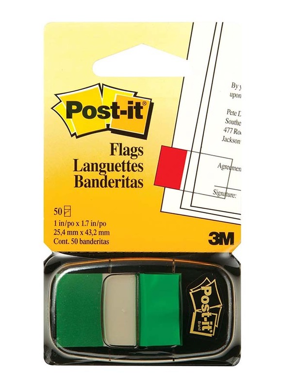 Post-It 680-3 Tape Flags, 2.54 x 4.32mm, 50 Sheets, Green
