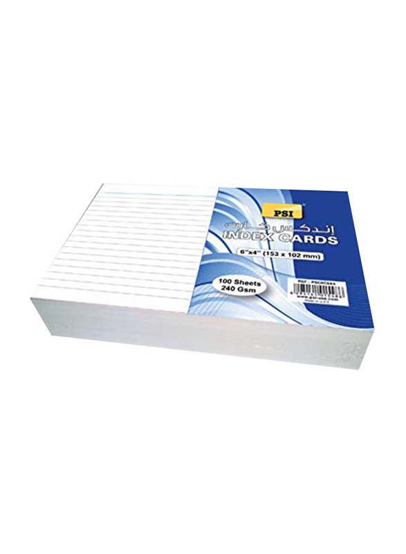 PSI 240GSM Index Card, 6 x 4 Inch, 100 Sheets, White