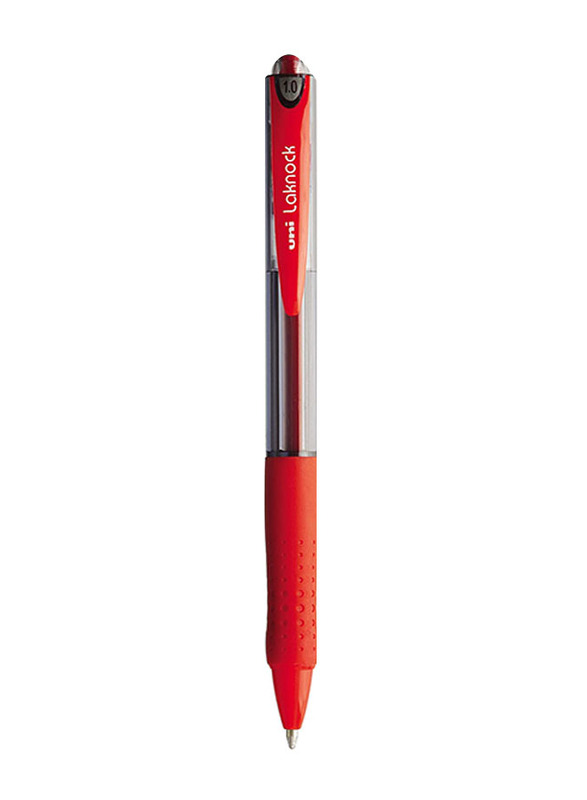 Uniball 12-Piece Laknock Refillable Ballpoint Pen Set, 1.0mm, Red