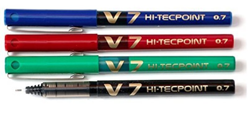 Pilot V7 Hi- Rollerball Mixed Pen, Black/Blue/Green/Red