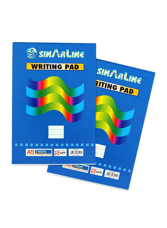 Sinarline Writing Pad, Pack of 10 x 80 Sheets, A5 Size, White