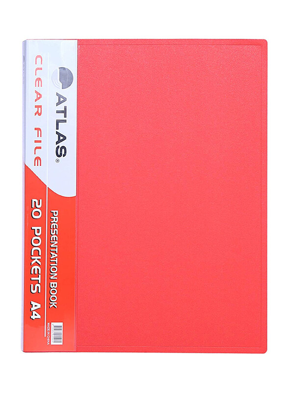 

Atlas Clear File Presentation Book, A4-20 Pockets, ATCL001, Red