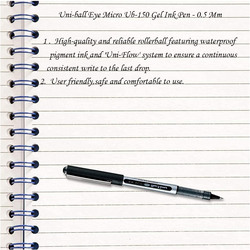 Uniball 10-Piece UB-150 Eye Micro Gel Ink Rollerball Pen, 0.5mm, Black