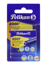 Pelikan 12-Piece Ink Cartridges for Fountain Pens, 0.8ml, 4001 TP/6, Royal Blue