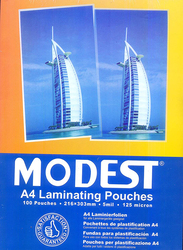 Modest Laminating Pouches, A4 Size, 125 Micron, 100 Pieces, Multicolor