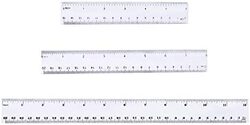 Needary-AE 3-Piece Organic Plastic Ruler, Clear