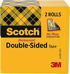 Scotch Double Sided Tape, 1/2 x 1296 in, 2 Pack, 665-2P12-36, Transparent