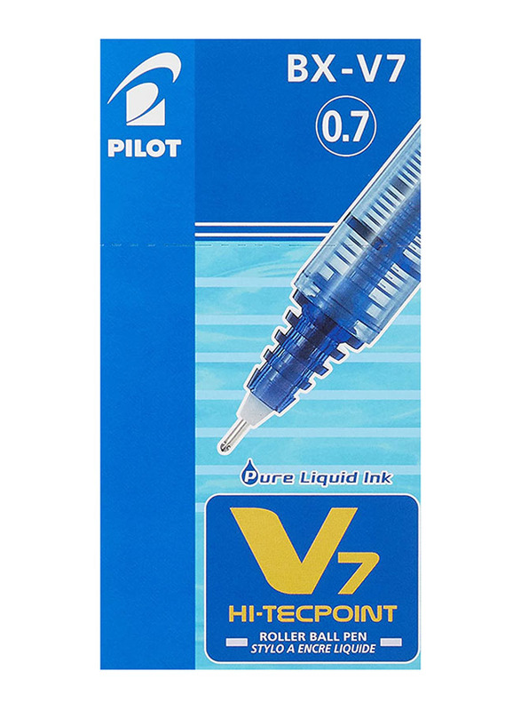 Pilot 12-Piece V7 Hi-Tecpoint Rollerball Pen, Blue