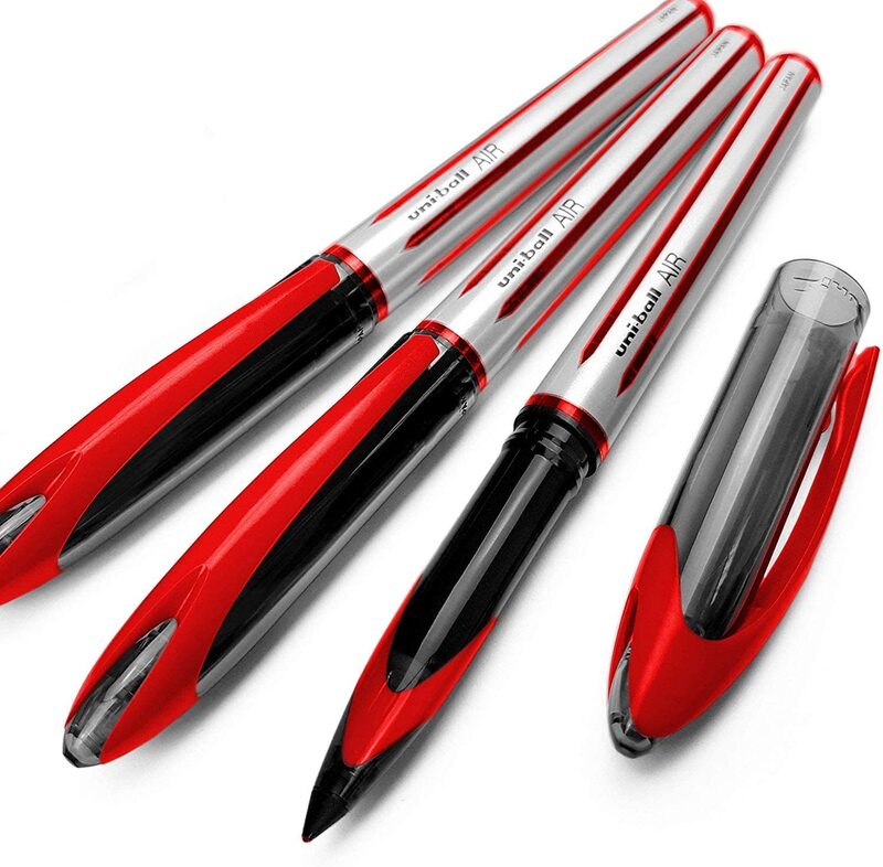 Uniball 3-Piece Air Medium Rollerball Pen Set, 0.7mm, UBA-188-L, Red