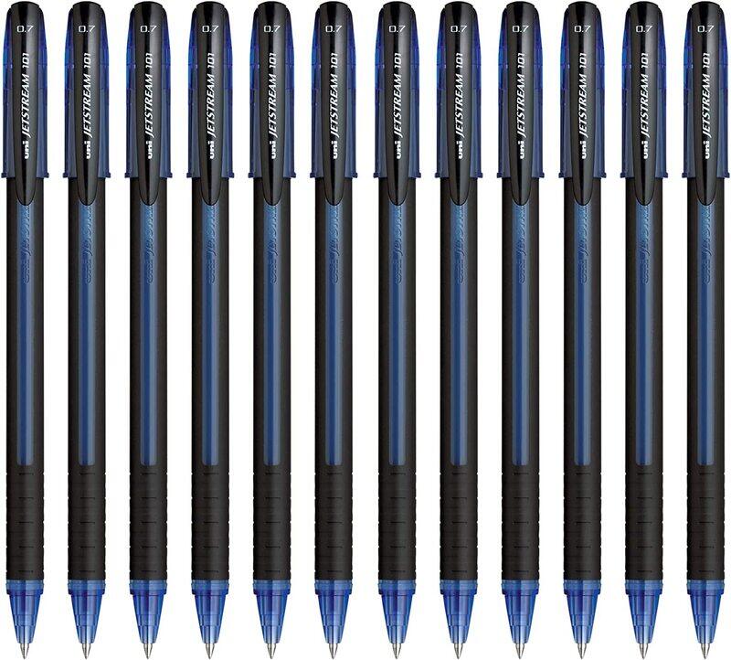 Uniball 12-Piece Jetstream Roller Ball Pen, SX-101, Blue