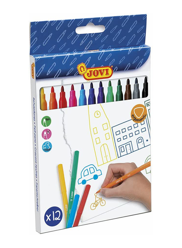 Jovi Felt-tip Pens, 12 Pieces, Multicolor