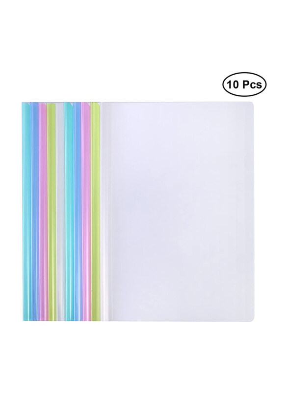 

Nuobesty Plastic Transparent Smooth A4 Report Cover Files Folder Binder with Sliding Bar Office Stationary, 10 Pieces, Multicolour