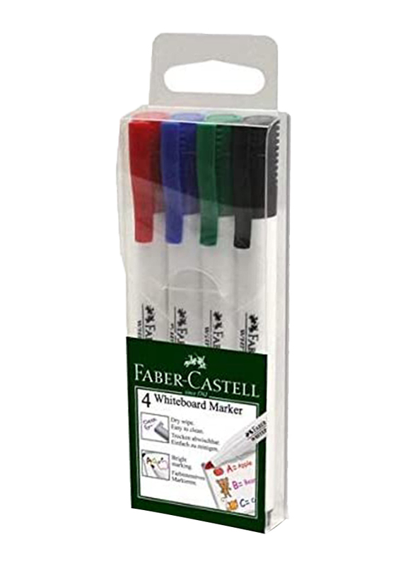 Faber-Castell 4 Whiteboard Markers Slim Fine-tip, 156072, 4 Pieces, Multicolour