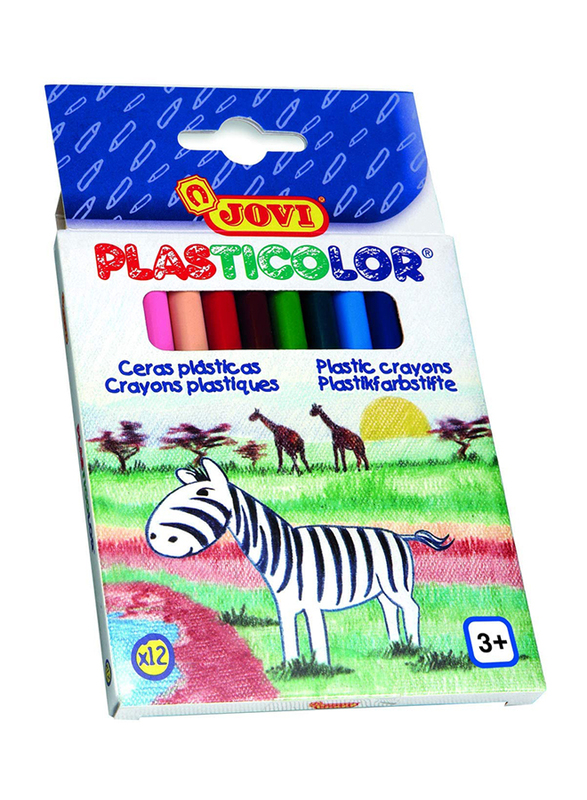 Jovi Plasticolor Plastic Crayons Case, 12 Pieces, Multicolor