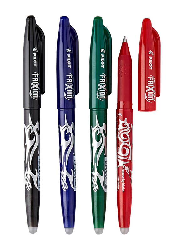 Pilot 4-Piece Frixion Erasable Rollerball Pens, 0.7mm, Multicolor