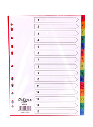 Deluxe Amt 46415-10SETS Plastic Divider 1-15 Color with Number, A4 Size, Multicolor
