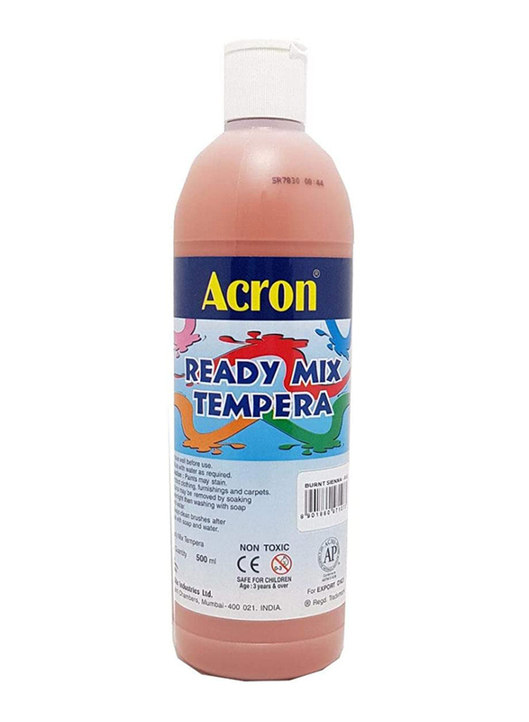 Acron Ready Mix Tempera Paint, 500ml, Burnt Sienna R12 Brown