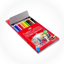 Faber-Castell Classic Half-Size Colour Pencils, 12 Pieces, Multicolour
