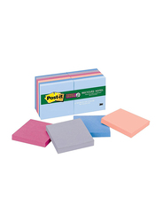 Post-it Recycled Notes In Bali Colors, 3 x 3 inches, 12 Pack, 90-Sheet, 654-12SSNRP, Multicolor