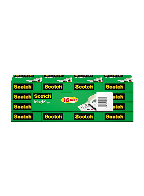 

Scotch Brand Magic Tape with Dispenser, Writeable, Matte Finish, Engineered for Office and Home Use, 16 Rolls, Matte Clear