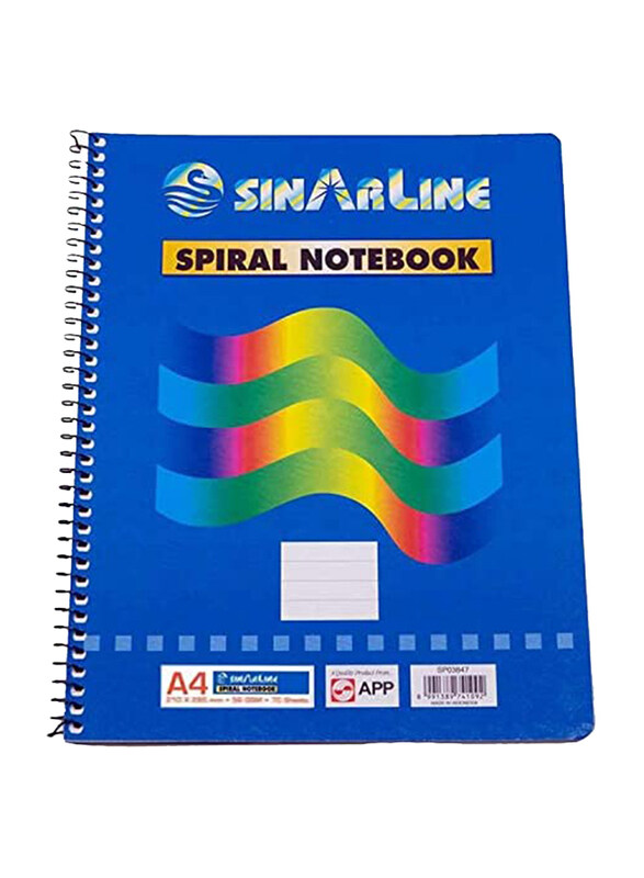

Sinarline Spiral Note Book, 70 Sheets, A4 Size, Pack of 6, Blue