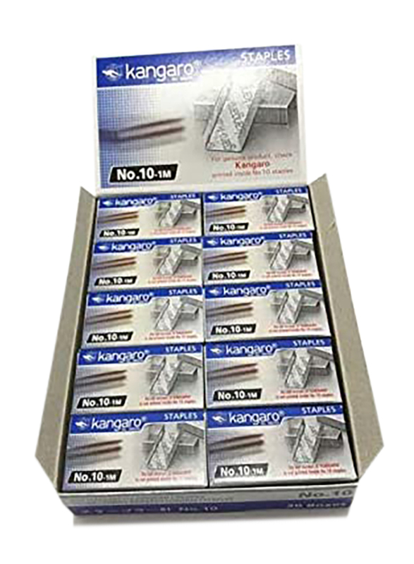 Kangaro Stapler Pin, 10-1M, 10 Box of 20 Packet, Silver