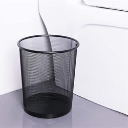 Niaoyufeng Steel Round Mesh Recycling Bin Waste Basket, Black