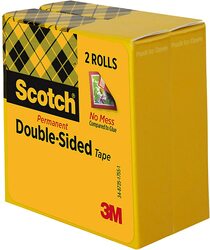 Scotch Double Sided Tape, 1/2 x 1296 in, 2 Pack, 665-2P12-36, Transparent