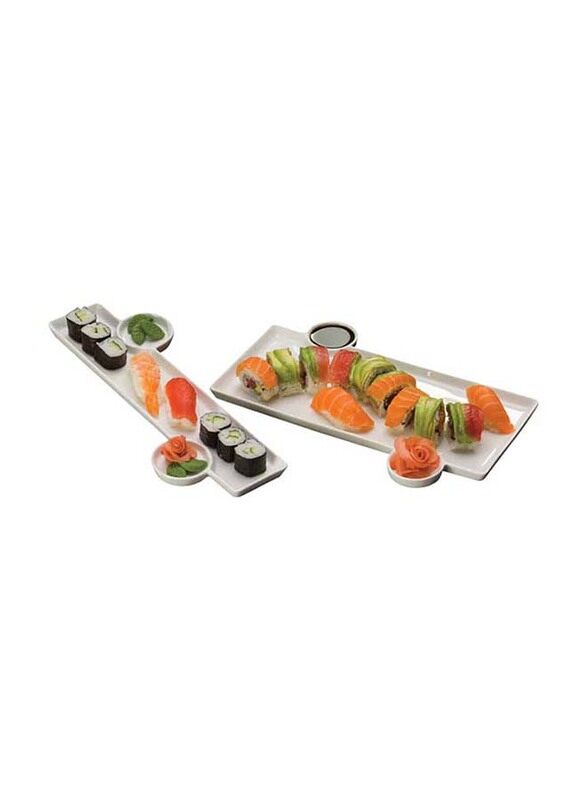 

AMC Porcelain Trays with Built-In Sauce Cups, White