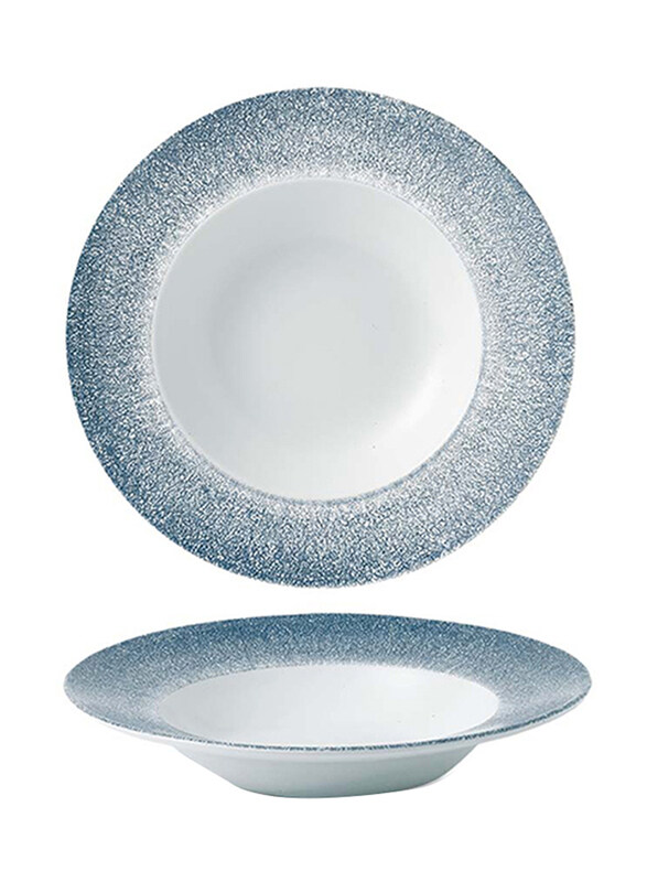 

Churchill 24cm Raku Topaz Blue Profile Wide Rim Bowl, White/Blue