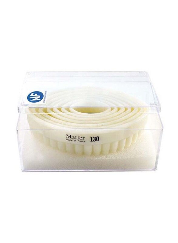 

Eurochef Exoglass Box of 7 Ribbed Oval Eye Shaped Cutters Set, Off White