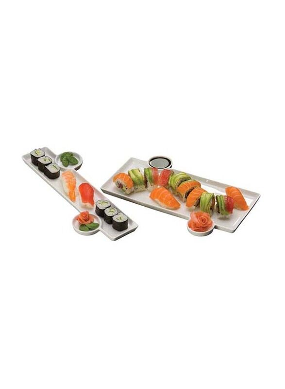

AMC Porcelain Trays with Built-In Sauce Cups, White