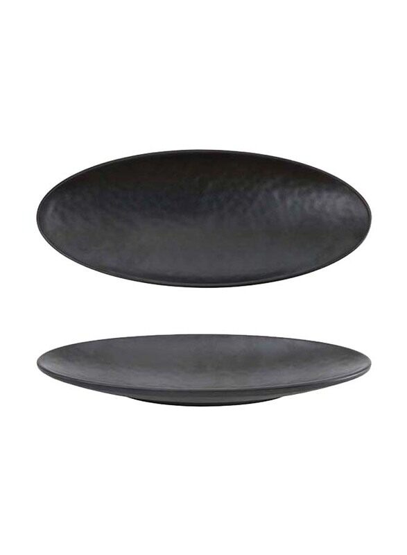

Fortessa 2-Piece Melamine Cobbled Slate Oval Plate, Black