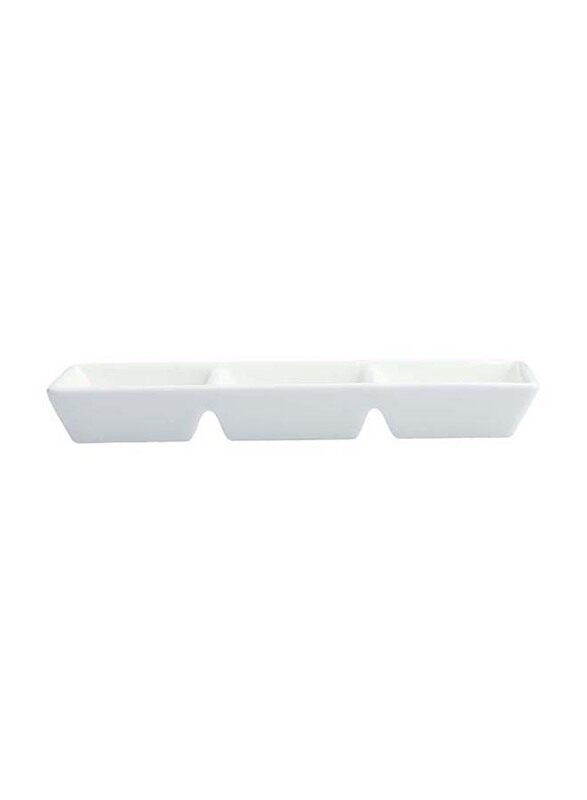 

Fortessa 7.25-inch Rectangular 3-Compartment Dipping Tray, White