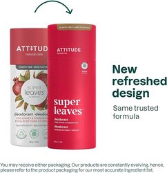 ATTITUDE Deodorant, Plastic-free, Plant- and Mineral-Based Ingredients, Vegan and Cruelty-free Personal Care Products, Red Vine Leaves, 90ml, 3 Ounce (Packaging May Vary)