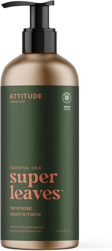 ATTITUDE Hand Soap with Essential Oils, EWG Verified, Plant and Mineral-Based Ingredients, Vegan Personal Care Products, Refillable Aluminum Bottle, Patchouli and Black Pepper, 473 ml(16 Fl Oz)
