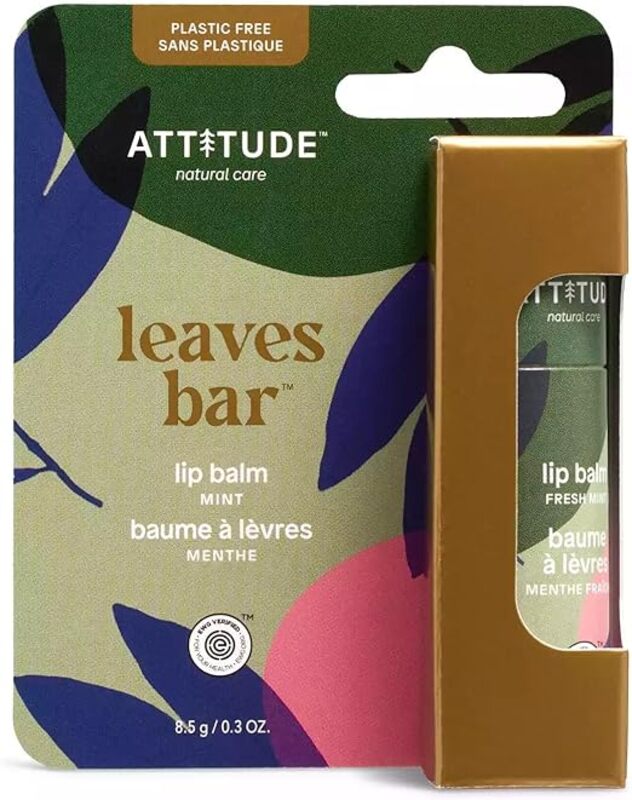 ATTITUDE Plastic-free Lip Balm, EWG Verified Plant- and Mineral-Based Ingredients, Vegan and Cruelty-free, Unscented,10ml( 0.3 Oz)
