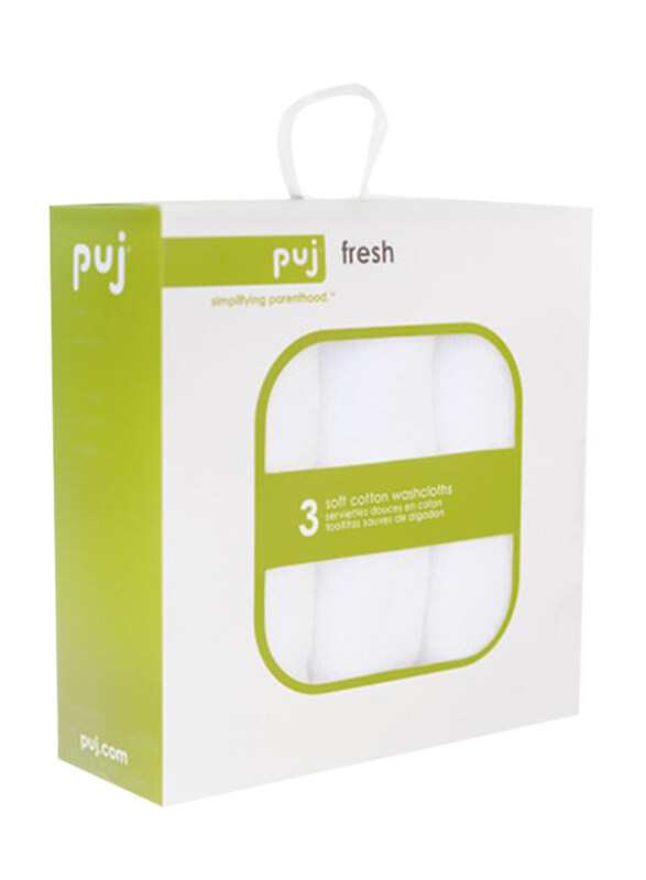 

PUJ 3-Piece Fresh Wash Cloths for Baby, White