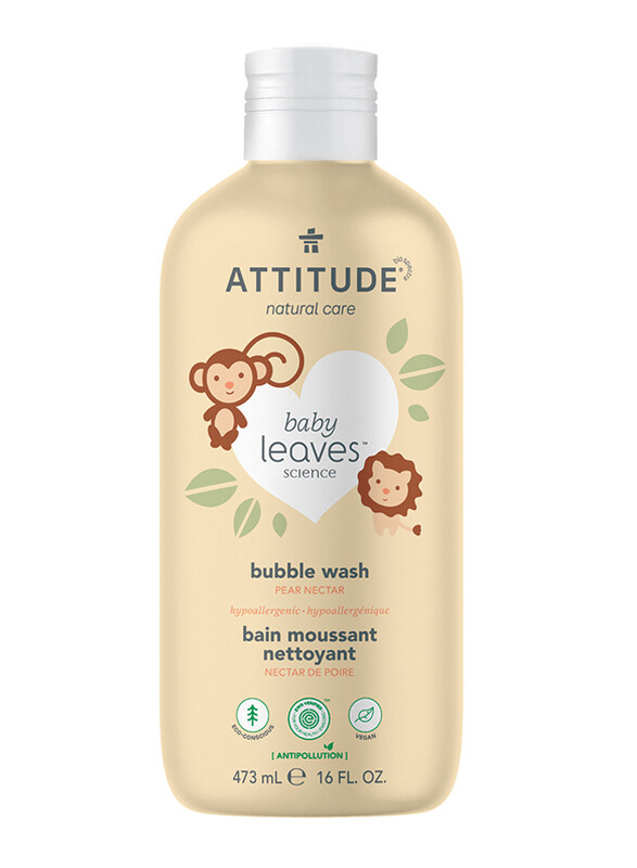 

Attitude 473ml Baby Leaves Pear Nectar Bubble Wash for Babies, Yellow