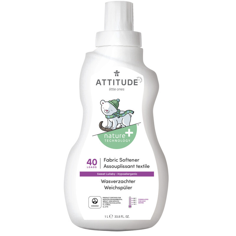 ATTITUDE Natural Baby Laundry Fabric Softener for Sensitive Skin, Hypoallergenic, Vegan and Cruelty-free, Pear Nectar, 33.8 Fl Oz, 40 Loads