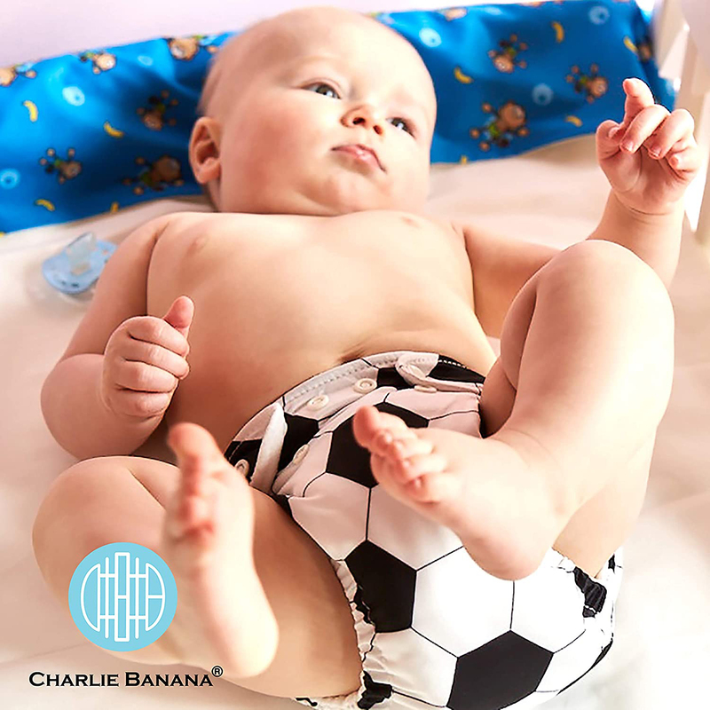 Charlie Banana Inserts Diaper Soccer Hybrid AIO, 2 Count