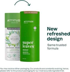 ATTITUDE Deodorant, Plastic-free, Plant- and Mineral-Based Ingredients, Vegan and Cruelty-free Personal Care Products, Olive Leaves,90ml, 3 Ounce (Packaging May Vary)