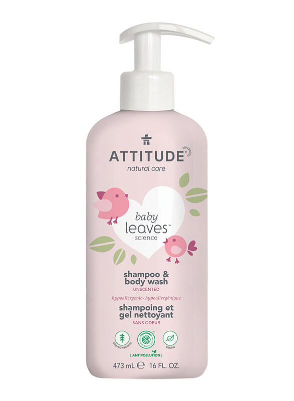 

Attitude 473ml Baby Leaves Fragrance Free 2-in-1 Hair & Body Foaming Wash for Babies, Pink