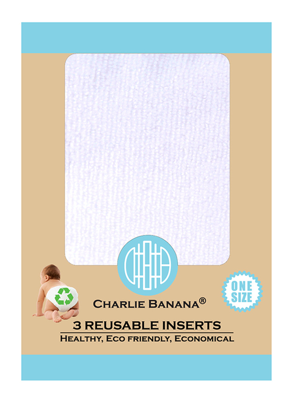 Charlie Banana Deluxe Reusable Inserts, One Size, Medium/Large, 3 Count