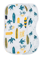 Bebe Au Lait Oh So Soft Surf and Sea Turtles Bamboo Blend Muslin Baby Burp Cloths, UBBBSB2, White/Yellow/Teal